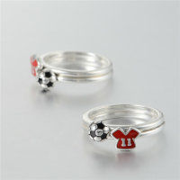 anillo de plata chapado, diseño de fútbol - Foto 3