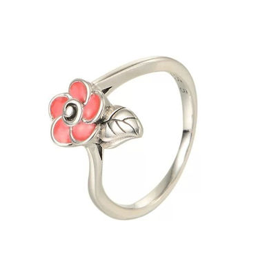 anillo de plata con florsito &amp;esmalte anillos al por mayor