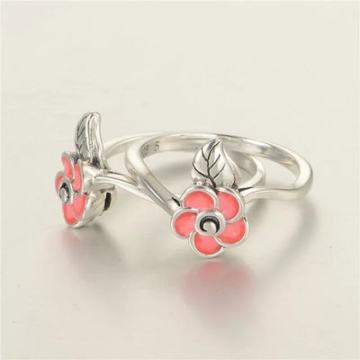 anillo de plata con florsito &amp;amp;esmalte anillos al por mayor - Foto 3