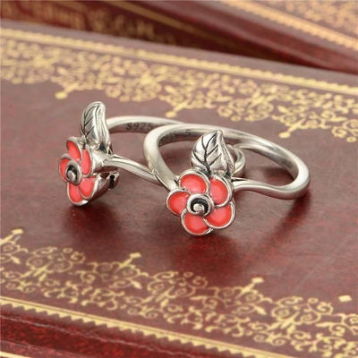 anillo de plata con florsito &amp;amp;esmalte anillos al por mayor - Foto 4