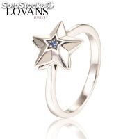 anillo estrella de plata con piedras