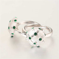 anillo hemisferio de plata con piedras verdes - Foto 2