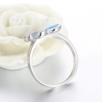 anillo ópalo azul de trébol para suerte regalo de moda en plata - Foto 4