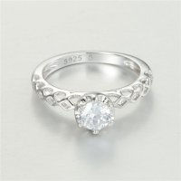 anillo plata,anillo chapado con circón cristal grande - Foto 2