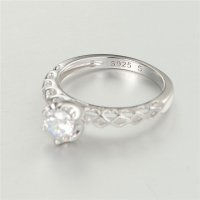 anillo plata,anillo chapado con circón cristal grande - Foto 3