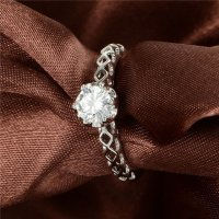 anillo plata,anillo chapado con circón cristal grande - Foto 5
