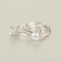 anillo plata,anillo chapado con circónes cristales, estilo sencillo - Foto 3
