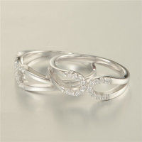 anillo plata/chapado con circóns cristales - Foto 2