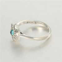 anillo plata/chapado con flor+un piedra azul - Foto 2