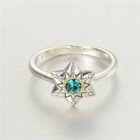 anillo plata/chapado con flor+un piedra azul - Foto 3