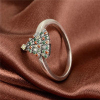 anillo plata/chapado,diseño de abanico con circónes colores - Foto 3