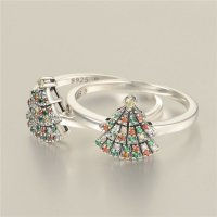 anillo plata/chapado,diseño de abanico con circónes colores - Foto 5
