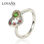 anillo plata/chapado,diseño de corazón con circónes verde y rojos - 1