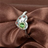 anillo plata/chapado,diseño de corazón con circónes verde y rojos - Foto 5