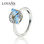 anillo plata/chapado,diseño de flor con mariposa con esmalte azul - 1