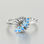 anillo plata/chapado,diseño de flor con mariposa con esmalte azul - Foto 4