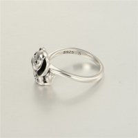 anillo plata/chapado,diseño de perito con esmalte negro - Foto 3