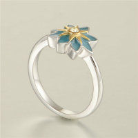 anillo plata/chapado + un flor con esmalte verde +dorado 18k - Foto 4