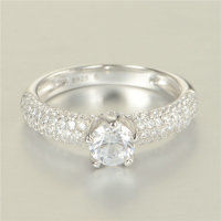 anillo plata,color chapado + circónes cristales - Foto 2