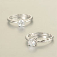 anillo plata,color chapado un circón cristal para dama - Foto 3