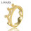 anillo plata color dorado diseño de crona con circónes cristales - 1