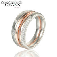 anillo plata color plata +rosado con circónes cristales