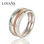 anillo plata color plata +rosado con circónes cristales - 1