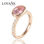 anillo plata color rosado +circónes cristales+circóne rosado grande - 1