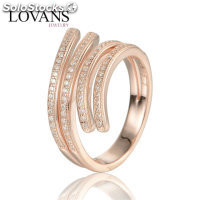 anillo plata color rosado con circónes cristales