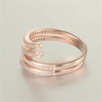 anillo plata color rosado con circónes cristales - Foto 2