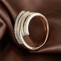 anillo plata color rosado con circónes cristales - Foto 4