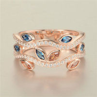 anillo plata color rosado con circónes cristales+champán+azul oscuro - Foto 5