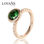 anillo plata color rosado con circónes cristales y verde - 1
