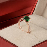 anillo plata color rosado con circónes cristales y verde - Foto 3