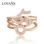 anillo plata color rosado diseño de 520(te amo)con circónes cristales - 1