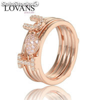 anillo plata color rosado +letras &quot;I love u&quot;con circónes cristales y rosados