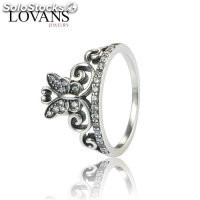 anillo plata con circónes cristales,diseño de crona