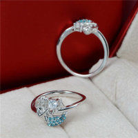 anillo plata con piedras cristales y azules , estilo sencillo. - Foto 4