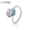 anillo plata con piedras cristales y azules , estilo sencillo. - 1