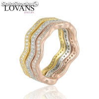 anillo plata de tres colores con circónes cristales