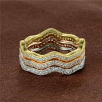 anillo plata de tres colores con circónes cristales - Foto 4