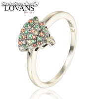 anillo plata,diseño de anillo+abanico con piedras colores