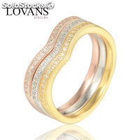anillo plata,diseño de anillos con tres colores y circónes cristales