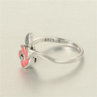 anillo plata,diseño de hoja+flor esmalte rosado - Foto 3