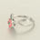 anillo plata,diseño de hoja+flor esmalte rosado - Foto 3