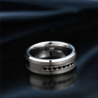 anillos al por mayor con diamante de imitación negro de acero 316 - Foto 2