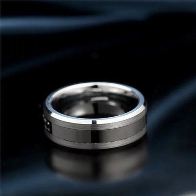 anillos al por mayor con diamante de imitación negro de acero 316 - Foto 4