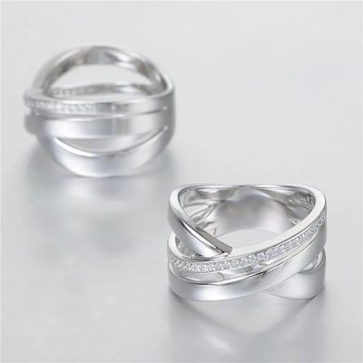 anillos al por mayor plata con circónes cristales baño platino - Foto 3