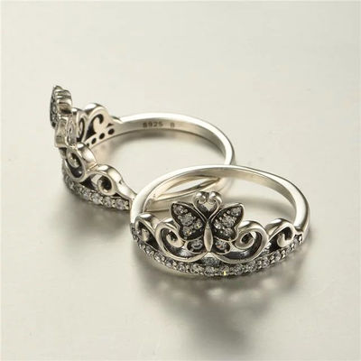 anillos al por mayor plata con circónes diseño de mariposa - Foto 3