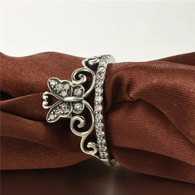 anillos al por mayor plata con circónes diseño de mariposa - Foto 5